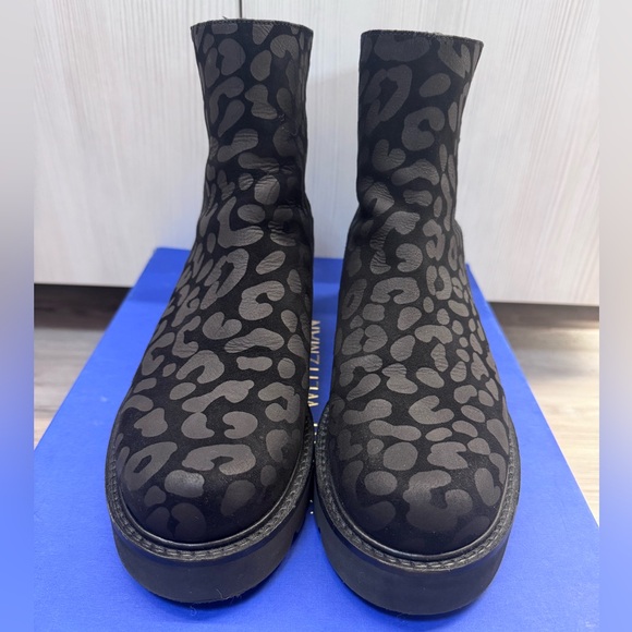 Stuart Weitzman 5050 Lift Bootie Boots Black Leopard 8.5 39 - Picture 1 of 9